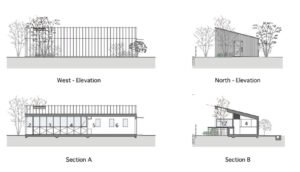 ออกแบบร้านค้า ร้านอาหาร ร้านสำเร็จรูป สำนักงาน Modern Home Elevation Section